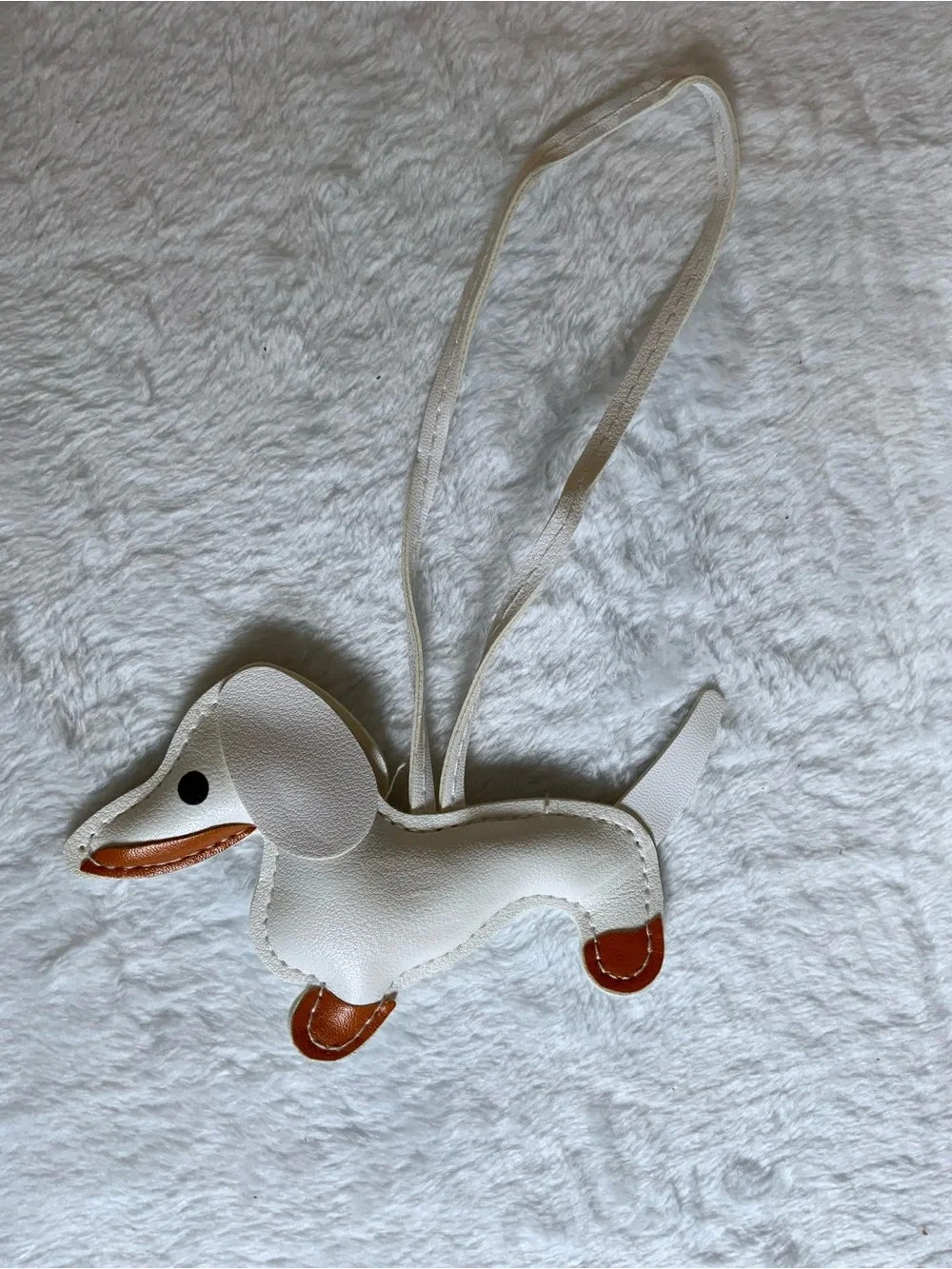 White Dachshund Bird Toy Hanging Charm